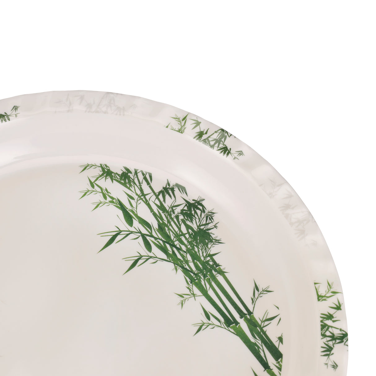 Royalford RF10416 16 Inch Melamine Round Serving Tray | Bamboo Design | Chip Resistant & Dishwasher Safe | Durable Food Serving Plate for Home  Dining & Restaurant Use