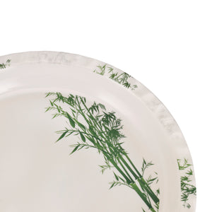 Royalford RF10416 16 Inch Melamine Round Serving Tray | Bamboo Design | Chip Resistant & Dishwasher Safe | Durable Food Serving Plate for Home  Dining & Restaurant Use