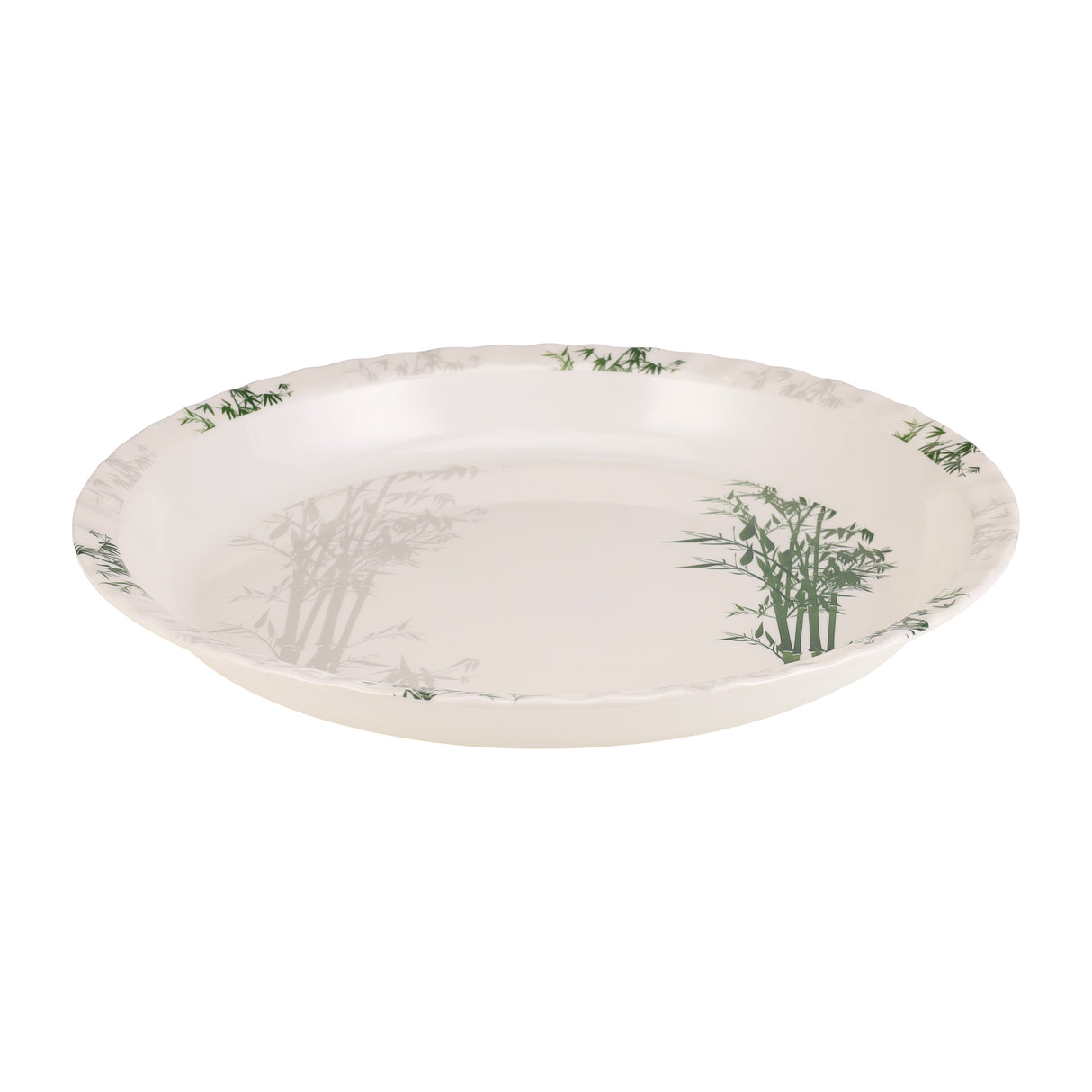 Royalford RF10417 18 Inch Melamine Round Tray |  Elegant Bamboo Design Chip-Resistant Dishwasher Safe Serving Tray | Perfect for Home, Restaurant & Catering Use