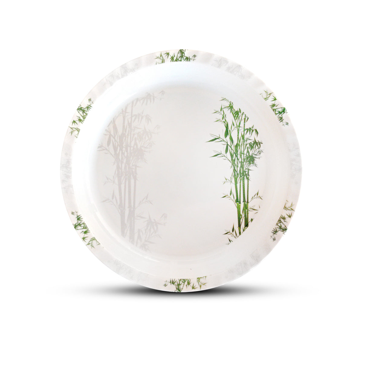 Royalford RF10417 18 Inch Melamine Round Tray |  Elegant Bamboo Design Chip-Resistant Dishwasher Safe Serving Tray | Perfect for Home, Restaurant & Catering Use