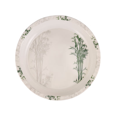 Royalford RF10417 18 Inch Melamine Round Tray |  Elegant Bamboo Design Chip-Resistant Dishwasher Safe Serving Tray | Perfect for Home, Restaurant & Catering Use