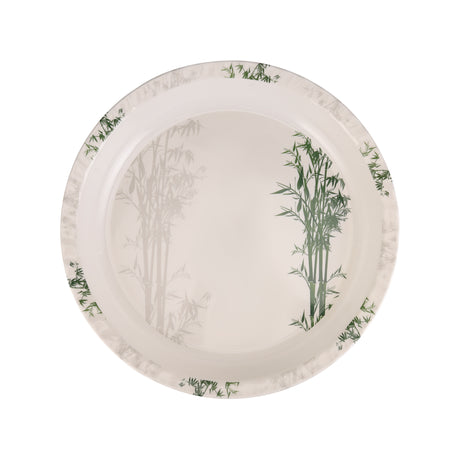 Royalford RF10417 18 Inch Melamine Round Tray |  Elegant Bamboo Design Chip-Resistant Dishwasher Safe Serving Tray | Perfect for Home, Restaurant & Catering Use