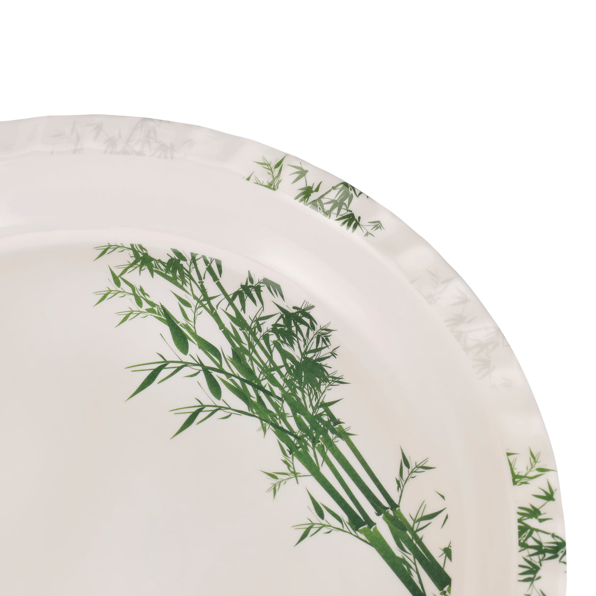 Royalford RF10417 18 Inch Melamine Round Tray |  Elegant Bamboo Design Chip-Resistant Dishwasher Safe Serving Tray | Perfect for Home, Restaurant & Catering Use