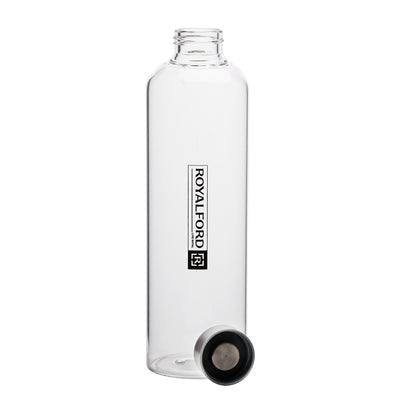 Royalford RF10434 Borosilicate Glass Water Bottle 1000ML BPA Free Transparent Drinking Bottle | Stainless Steel Lid |Reusable Glass Bottle for Water, Juice & Detox Drinks