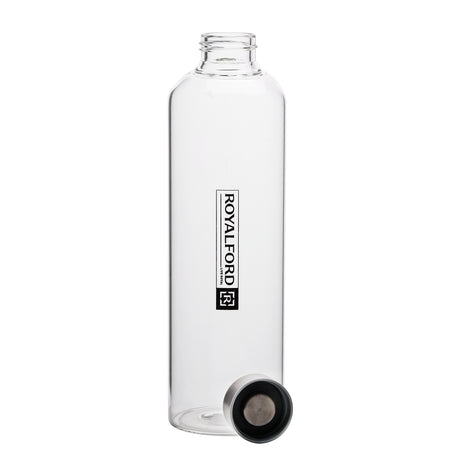 Royalford RF10434 Borosilicate Glass Water Bottle 1000ML BPA Free Transparent Drinking Bottle | Stainless Steel Lid |Reusable Glass Bottle for Water, Juice & Detox Drinks