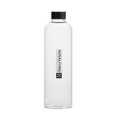 Royalford RF10434 Borosilicate Glass Water Bottle 1000ML BPA Free Transparent Drinking Bottle | Stainless Steel Lid |Reusable Glass Bottle for Water, Juice & Detox Drinks