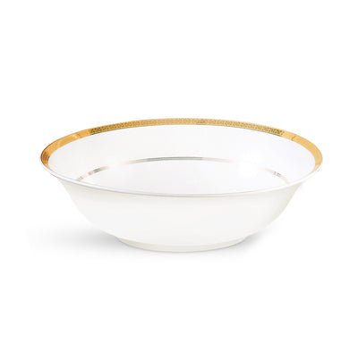 Royalford RF10467 9-Inch Premium Bone China Salad Bowl | Elegant Gold Rim Serving Bowl | 100% Food-Grade Material | Chip-Resistant Build | Lightweight Yet Durable