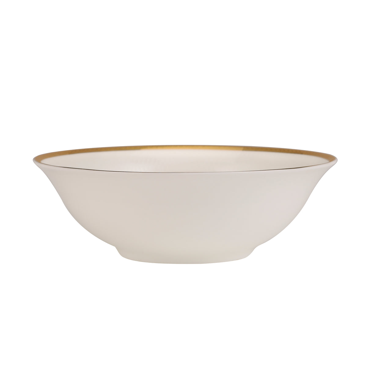 Royalford RF10467 9-Inch Premium Bone China Salad Bowl | Elegant Gold Rim Serving Bowl | 100% Food-Grade Material | Chip-Resistant Build | Lightweight Yet Durable