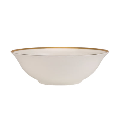 Royalford RF10467 9-Inch Premium Bone China Salad Bowl | Elegant Gold Rim Serving Bowl | 100% Food-Grade Material | Chip-Resistant Build | Lightweight Yet Durable