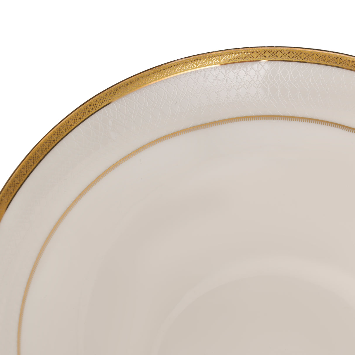 Royalford RF10467 9-Inch Premium Bone China Salad Bowl | Elegant Gold Rim Serving Bowl | 100% Food-Grade Material | Chip-Resistant Build | Lightweight Yet Durable
