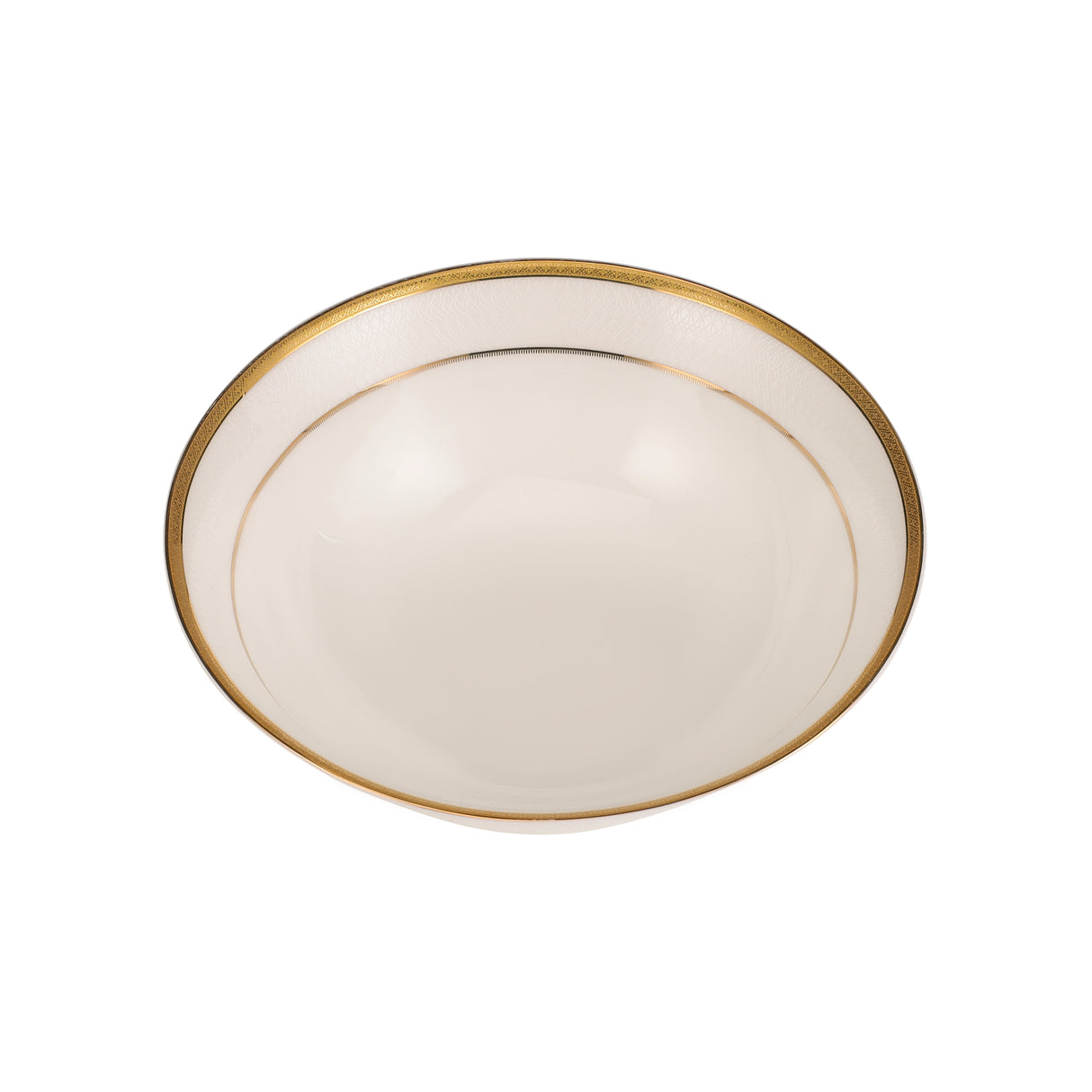 Royalford RF10467 9-Inch Premium Bone China Salad Bowl | Elegant Gold Rim Serving Bowl | 100% Food-Grade Material | Chip-Resistant Build | Lightweight Yet Durable