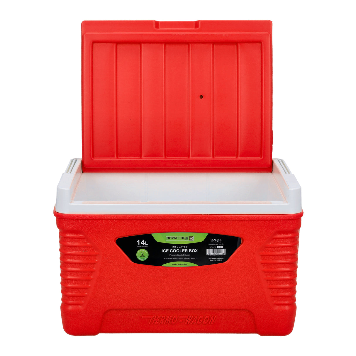 Royalford RF10478  Insulated Ice Cooler Box | 14L Capacity| Advanced 3-Layer Thermal Cooling | Durable HDPE Shell | High-Density PU Foam & Food-Grade PP Inner Wall