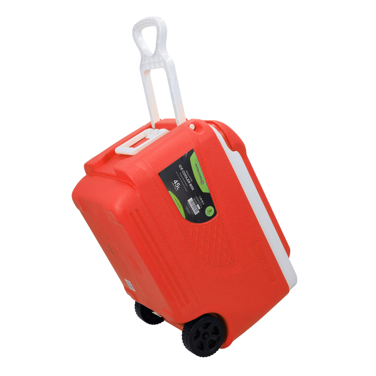 Royalford RF10482 45L Insulated Ice Cooler Box with Wheels | Portable Ice Chest | three-layer insulation | Retractable telescopic handle | Premium HDPE outer shell