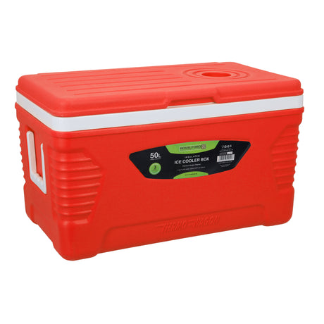 Royalford RF10483 50L Insulated Ice Cooler Box | 3-Layer Thermal Insulation  | Heavy-Duty Portable Cooler |  Durable HDPE outer shell | Heat-insulating PU foam