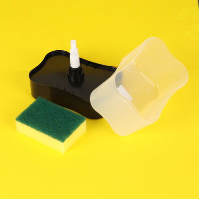 Royalford RF10497 Soap Dispenser with Sponge Holder| 2-in-1 design, durable ABS body & spill-free press dispensing| includes sponge for efficient kitchen cleaning use|