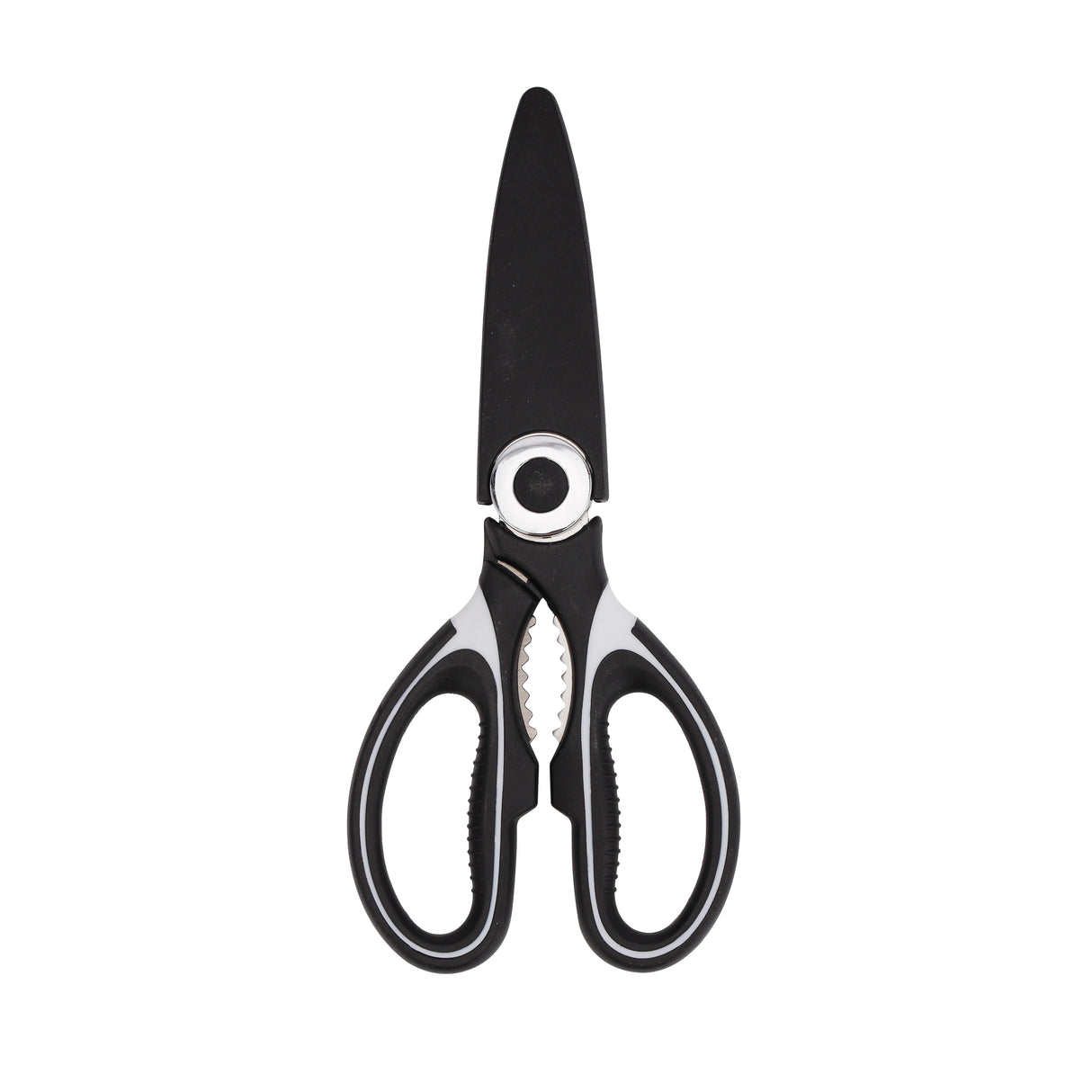 Royalford RF10498 3-in-1 Kitchen Scissors| stainless steel blades, built-in bottle opener & nut cracker| cutter with ergonomic grip, ideal for cutting, cracking|