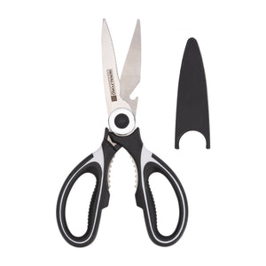 Royalford RF10498 3-in-1 Kitchen Scissors| stainless steel blades, built-in bottle opener & nut cracker| cutter with ergonomic grip, ideal for cutting, cracking|