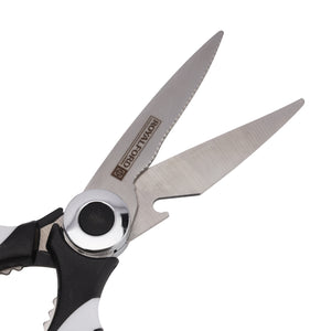 Royalford RF10498 3-in-1 Kitchen Scissors| stainless steel blades, built-in bottle opener & nut cracker| cutter with ergonomic grip, ideal for cutting, cracking|