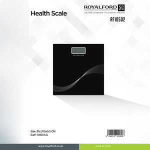 Royalford Health Scale RF10502 | 180kg Digital Body Scale | High Precision 100g Graduation| Sleek Design | Durable Construction | Easy-to-Read Display for Home and Gym