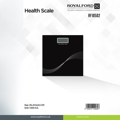 Royalford Health Scale RF10502 | 180kg Digital Body Scale | High Precision 100g Graduation| Sleek Design | Durable Construction | Easy-to-Read Display for Home and Gym