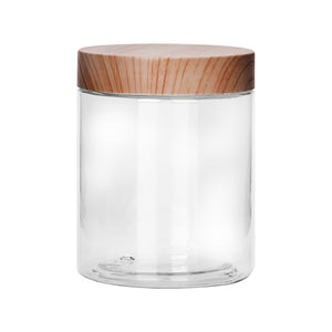 Royalford RF10507 Round Air-Tight PET Jars| BPA-free, odor-free, leak-proof design & wooden finish lids| containers in 500ml, 800ml & 1000ml sizes for freshness|