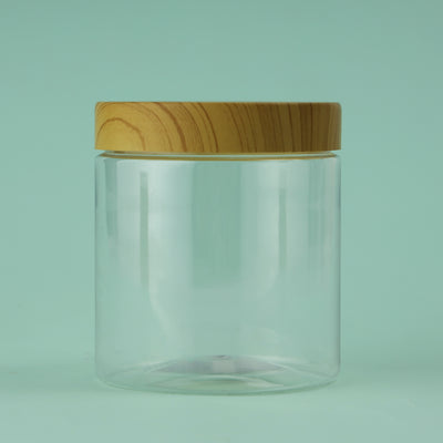 Royalford RF10507 Round Air-Tight PET Jars| BPA-free, odor-free, leak-proof design & wooden finish lids| containers in 500ml, 800ml & 1000ml sizes for freshness|
