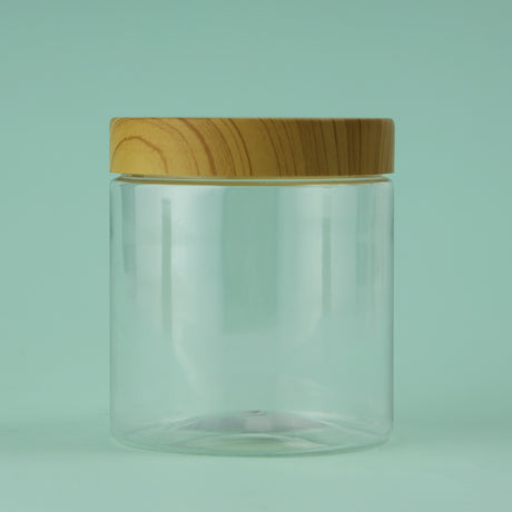 Royalford RF10507 Round Air-Tight PET Jars| BPA-free, odor-free, leak-proof design & wooden finish lids| containers in 500ml, 800ml & 1000ml sizes for freshness|