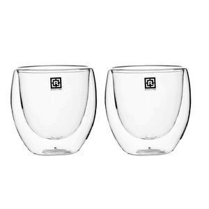 Royalford RF10525 Double Wall Borosilicate Glass Cup Set 250ml  | Heat Resistant Transparent Coffee & Tea Cups | Insulated Glass Mugs | Elegant Durable Drinkware