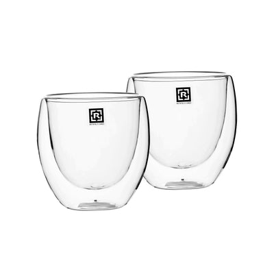 Royalford RF10525 Double Wall Borosilicate Glass Cup Set 250ml  | Heat Resistant Transparent Coffee & Tea Cups | Insulated Glass Mugs | Elegant Durable Drinkware