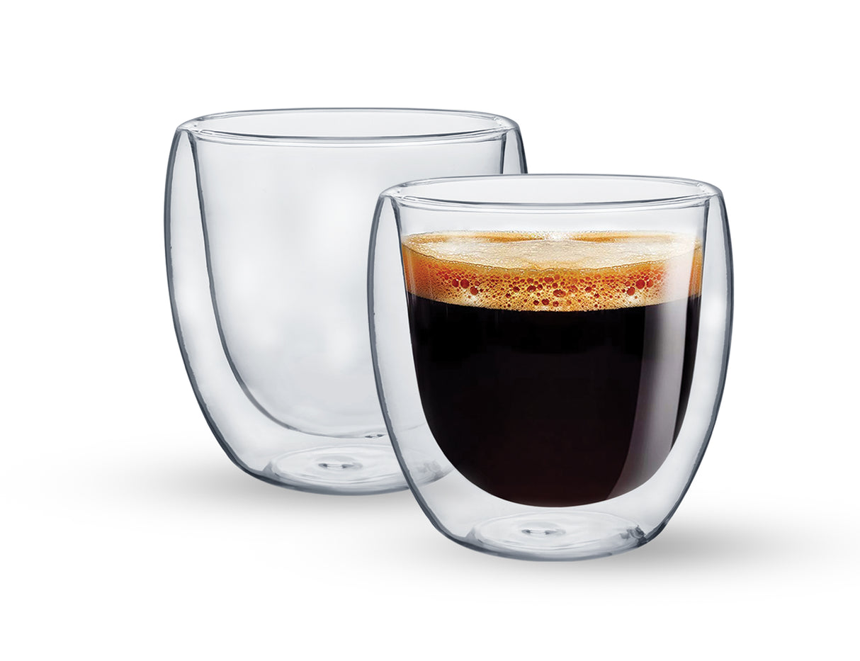 Royalford RF10525 Double Wall Borosilicate Glass Cup Set 250ml  | Heat Resistant Transparent Coffee & Tea Cups | Insulated Glass Mugs | Elegant Durable Drinkware