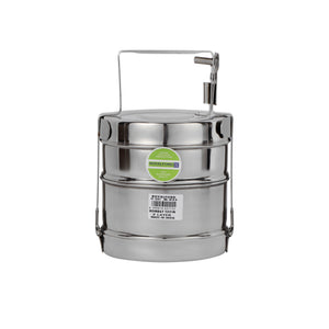 Royalford RF10557 2 Layer Stainless Steel Bombay Tiffin | Food Grade Durable Lunch Carrier |  Secure Locking Clips &  Sturdy Handle| Ideal for Office, School & Travel Use