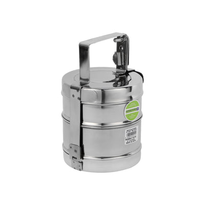 Royalford RF10557 2 Layer Stainless Steel Bombay Tiffin | Food Grade Durable Lunch Carrier |  Secure Locking Clips &  Sturdy Handle| Ideal for Office, School & Travel Use