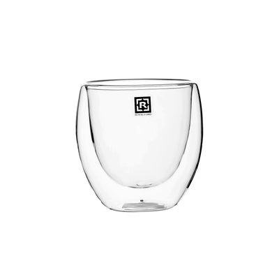 Royalford RF10568 Double Wall Borosilicate Glass Cup Set | 4 Pcs 80ml Espresso Cups |  Heat Resistant Insulated Clear Glassware |  Perfect  for Home & Office Use