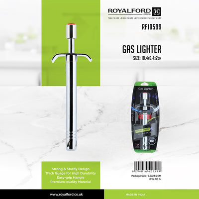Royalford RF10599 Gas Lighter| Easy-Grip Kitchen Lighter & Strong Sturdy Design| Thick Gauge Build Safe Ignition, for LPG & PNG Stoves, Premium Quality Material|