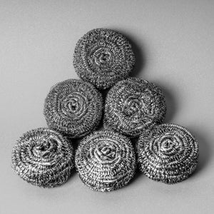 Royalford RF10637 Stainless Steel Scourer 6PCS| heavy-duty cleaning power & rust-proof durability|effective grease removal for pots, pans, sinks, and kitchen surfaces|