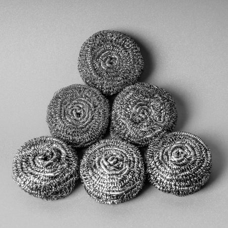 Royalford RF10637 Stainless Steel Scourer 6PCS| heavy-duty cleaning power & rust-proof durability|effective grease removal for pots, pans, sinks, and kitchen surfaces|