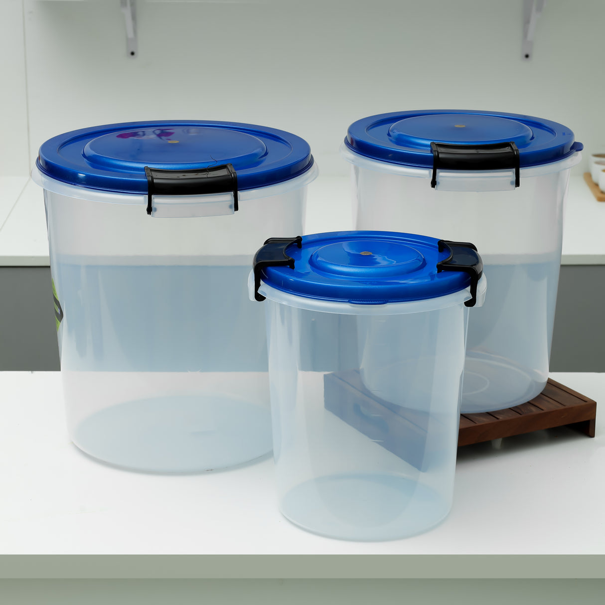 Royalford RF10712 3 Pcs Air-Tight Food Container Set | Premium Polypropylene Plastic| Large Capacity Storage| Unique Locking Mechanism & Stackable Kitchen Storage Design