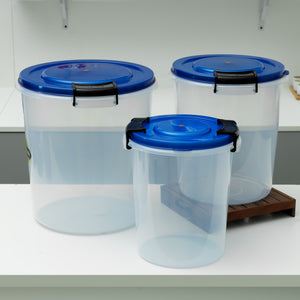 Royalford RF10712 3 Pcs Air-Tight Food Container Set | Premium Polypropylene Plastic| Large Capacity Storage| Unique Locking Mechanism & Stackable Kitchen Storage Design