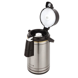 Royalford RF10725 3.0 Litre Airpot Flask with Pump Action | Double Wall Vacuum Insulated Stainless Steel Body | Keeps Beverages Hot for 18 Hours and Cold for 24 Hours