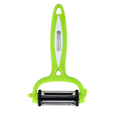 Royalford RF10734 3 in 1 Multifunctional Peeler | Stainless Steel Rotary Blades | Ergonomic Handle | Vegetable, Fruit Peeler, Shredder & Cutter |  Rust Resistant Design