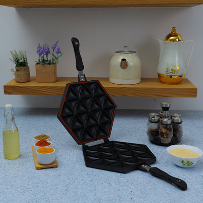 Royalford Samosa Maker RF10745 | Non-Stick Double-Sided Die-Cast Aluminium Plates |   Easy Cleaning|  Durable |  Heat-Resistant Handle & Perfect Crispy Samosas Every Time