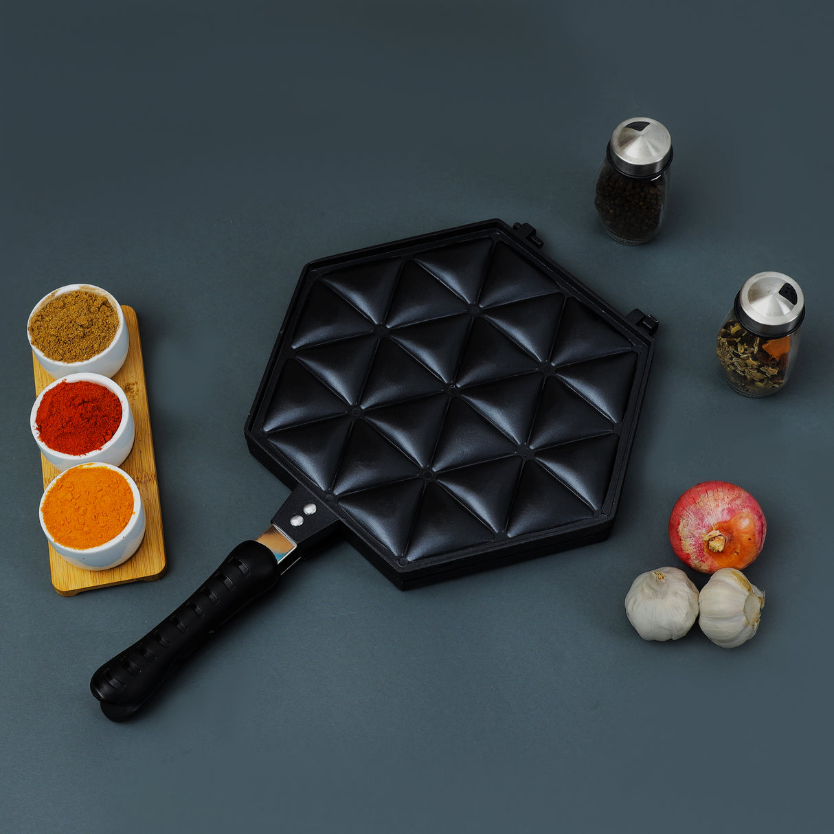 Royalford Samosa Maker RF10745 | Non-Stick Double-Sided Die-Cast Aluminium Plates |   Easy Cleaning|  Durable |  Heat-Resistant Handle & Perfect Crispy Samosas Every Time