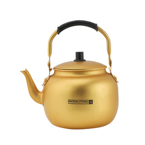 Royalford RF10768 2.0L Golden Finish Aluminium Tea Kettle | Anti-Scald Handle | Rust & Corrosion Resistant Body | Induction Compatible  | Lightweight & Easy to Handle