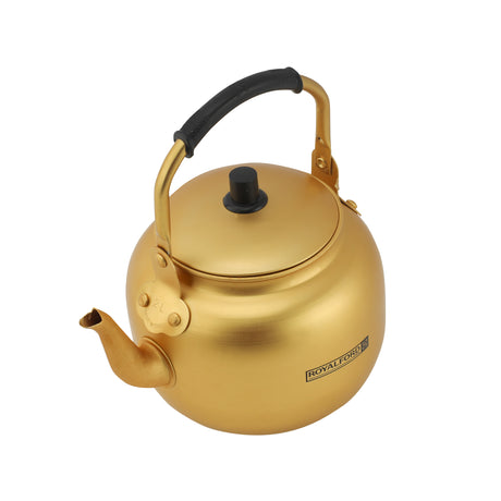 Royalford RF10768 2.0L Golden Finish Aluminium Tea Kettle | Anti-Scald Handle | Rust & Corrosion Resistant Body | Induction Compatible  | Lightweight & Easy to Handle