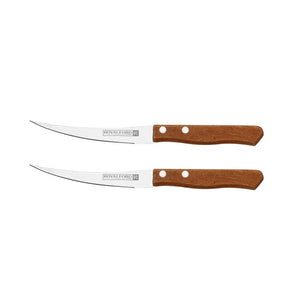 Royalford RF10771 Fruit Knife Set| 2PCS with sharp serrated stainless steel blades & durable wooden handles| for slicing fruits and vegetables ease & precision|