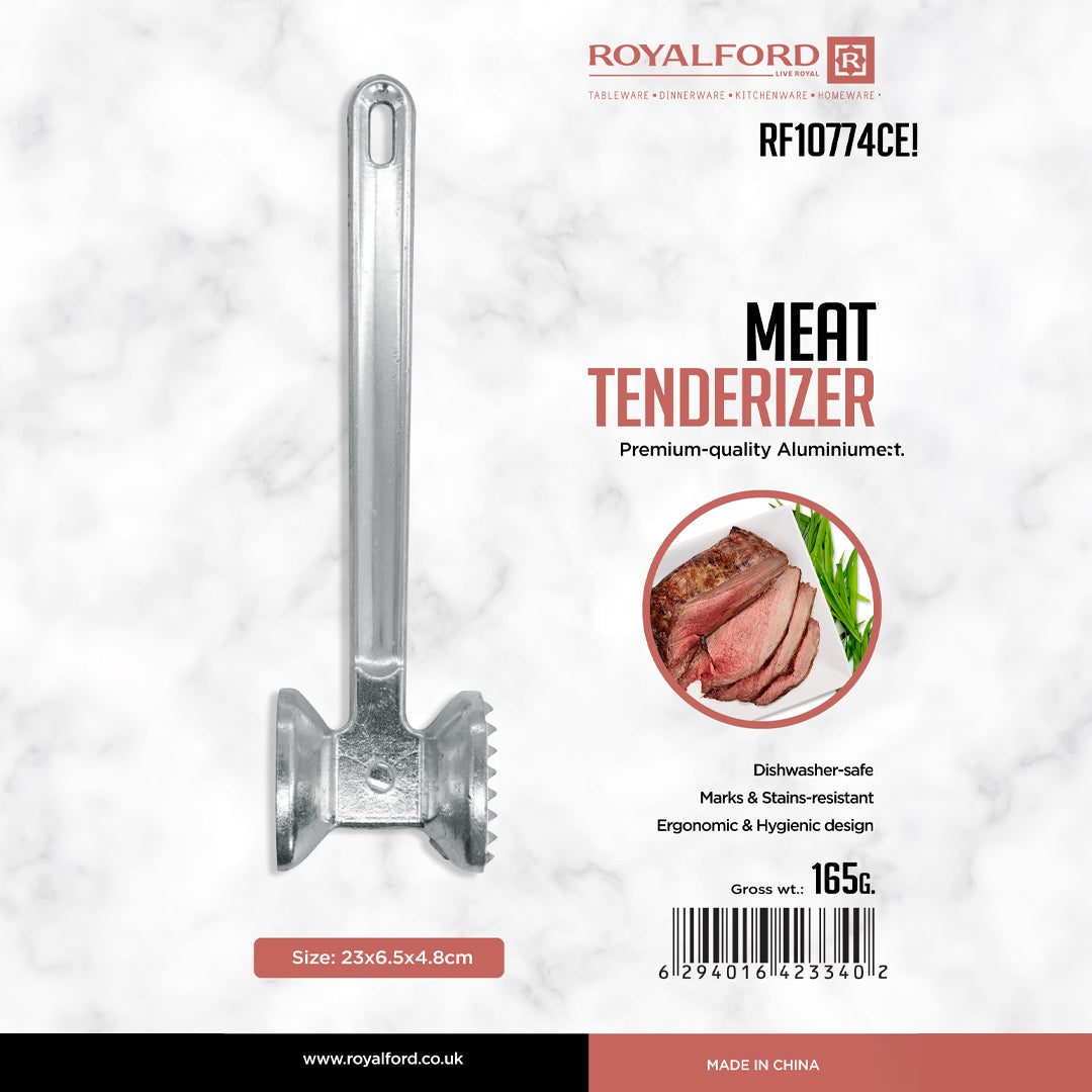 Royalford RF10774 Aluminium Meat Tenderizer Hammer | Heavy Duty Meat Mallet with Ergonomic Handle |  Durable Kitchen Tool for Tenderizing Steak Beef, Chicken Etc
