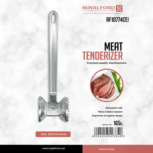 Royalford RF10774 Aluminium Meat Tenderizer Hammer | Heavy Duty Meat Mallet with Ergonomic Handle |  Durable Kitchen Tool for Tenderizing Steak Beef, Chicken Etc