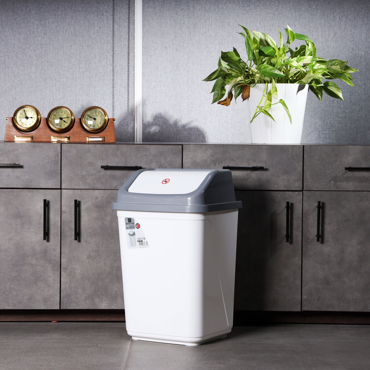 Royalford RF10804 30L Novelty Trash Bin | Durable Design |  Premium Plastic Swing Lid Waste Bin for Kitchen, Bathroom & Office Use |  Modern Home Waste Solution