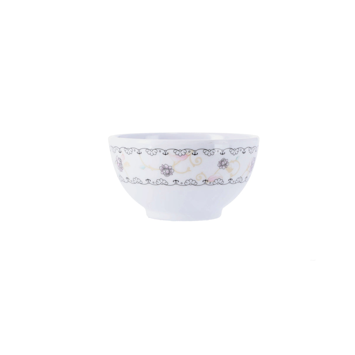 Royalford RF1080WH White Lily Melamine Rice Bowl | 3.5 Inch Durable Lightweight Break Resistant Serving Bowl | Perfect for Rice, Snacks, Desserts & Everyday Tableware Use