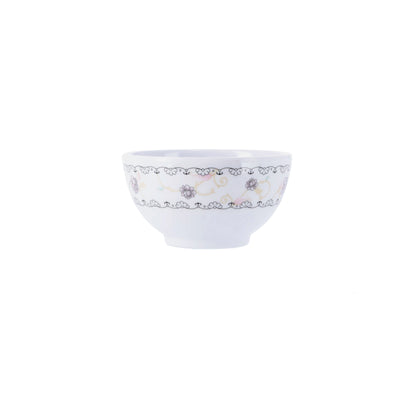 Royalford RF1080WH White Lily Melamine Rice Bowl | 3.5 Inch Durable Lightweight Break Resistant Serving Bowl | Perfect for Rice, Snacks, Desserts & Everyday Tableware Use